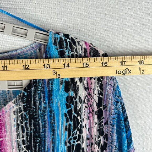 DANA BUCHMAN WOMEN'S MULTICOLORED ABSTRACT PATTERNED 3/4SLEEVE SCOOP NECK TOP XL - Picture 4 of 7